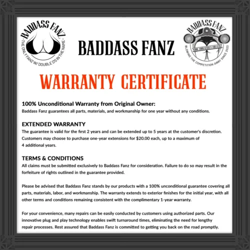 baddass fanz warranty 2026