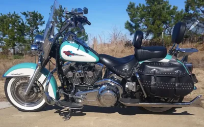 teal-white motocycle