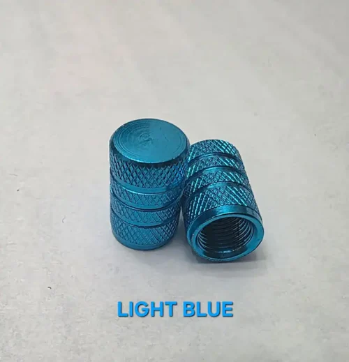 Chrome Plated Stem Caps – Light Blue